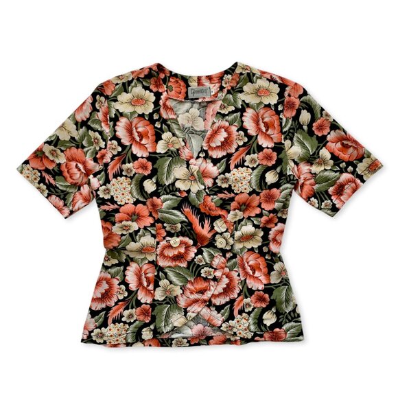 Geometry Floral Double Breasted Button Up Blouse Top Whimsigoth Cottagecore Boho - Picture 1 of 12